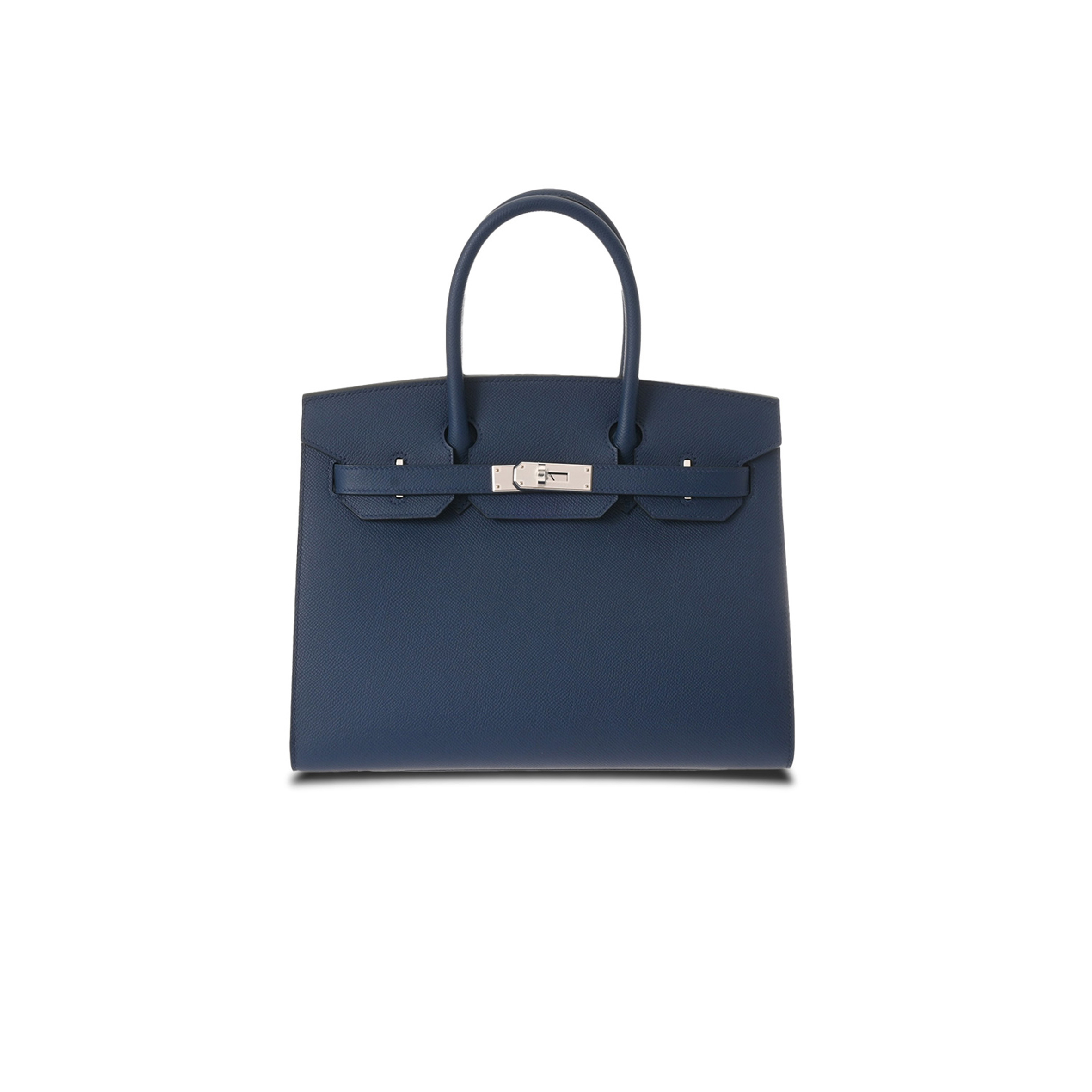 HERMES BIRKIN 25 EPSOM LEATHER DARK BLUE SILVER BUCKLE BAG H028369CKS4 (25*20*13cm)